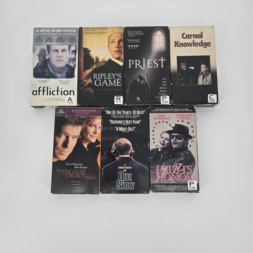 Drama Thriller VHS Lot Ripley‎ Priest Quiz Show Thomas Crown Affliction 7 Tapes
